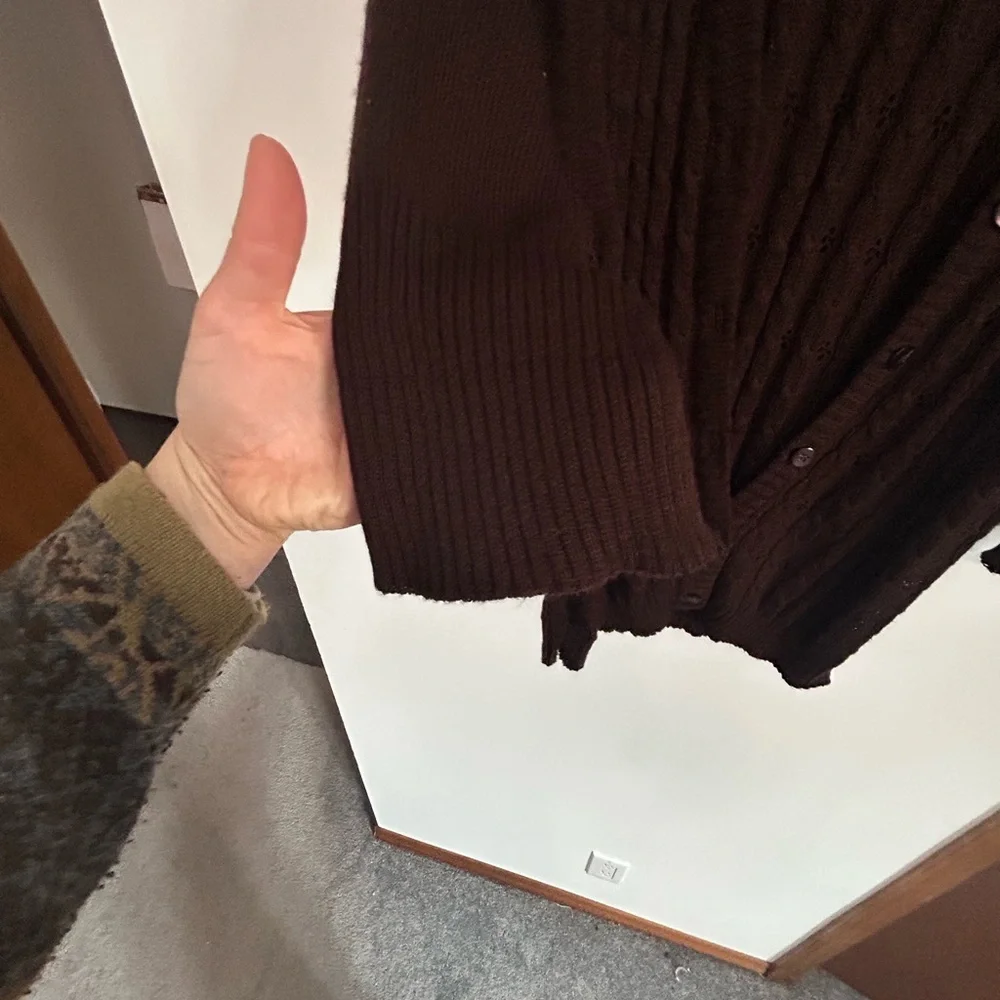 Vintage Dark Brown Knit Cardigan Shirt Combo - Picture 5 of 7
